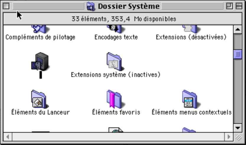 A Finder window showing the contents of the System Folder; the selected file is unnamed and has the same icon as other system files.